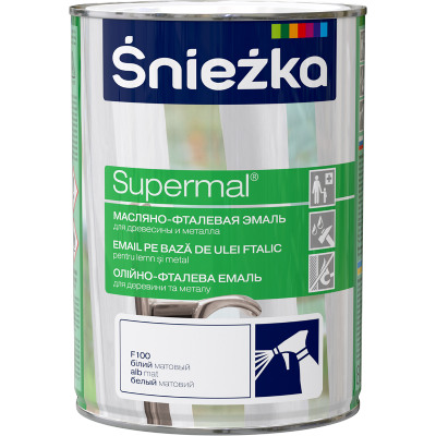 vopsea sniezka supermal. alb. mat. 0.8 l.