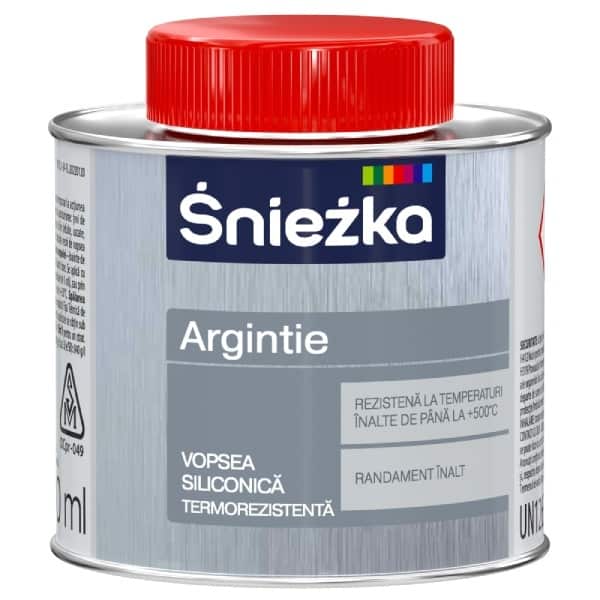 vopsea siliconica termorezistenta srebrzanka sniezka. argintie. 0.2 l.